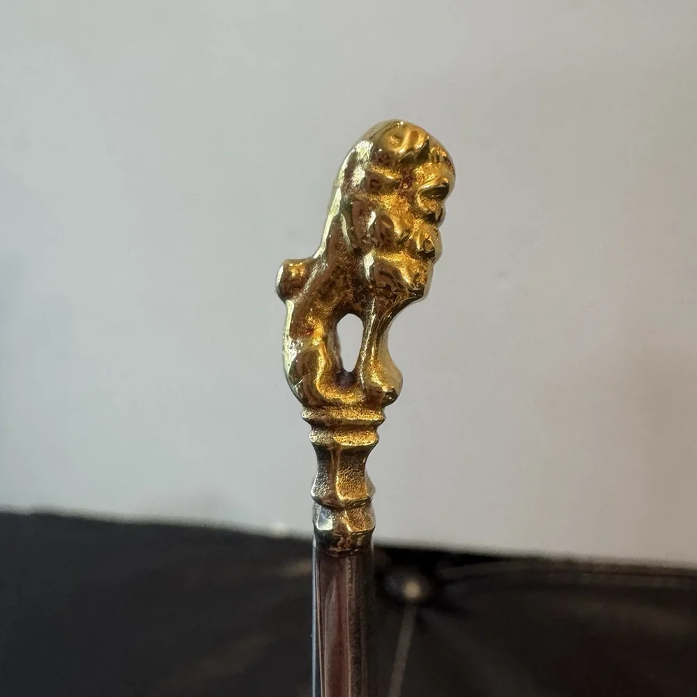 Set Of 2 Gorham Gold Lion Head Silverplate Spoons Metropolitan Reproduction 7”